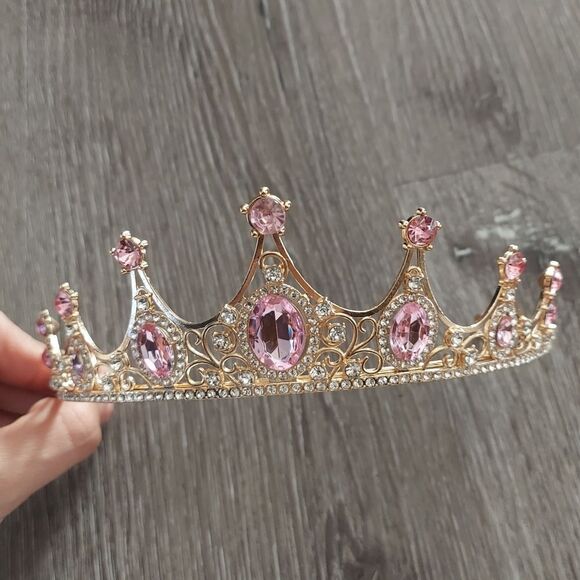 Accessories - Crystal Pink and Gold Tiara Queen Princess Crown
